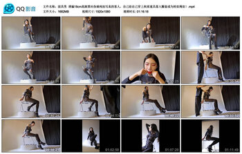 【面具男】诱骗18cm高跟黑丝伪娘纯拍写真的客人，自己给自己穿上拘束道具落入圈套成为姓